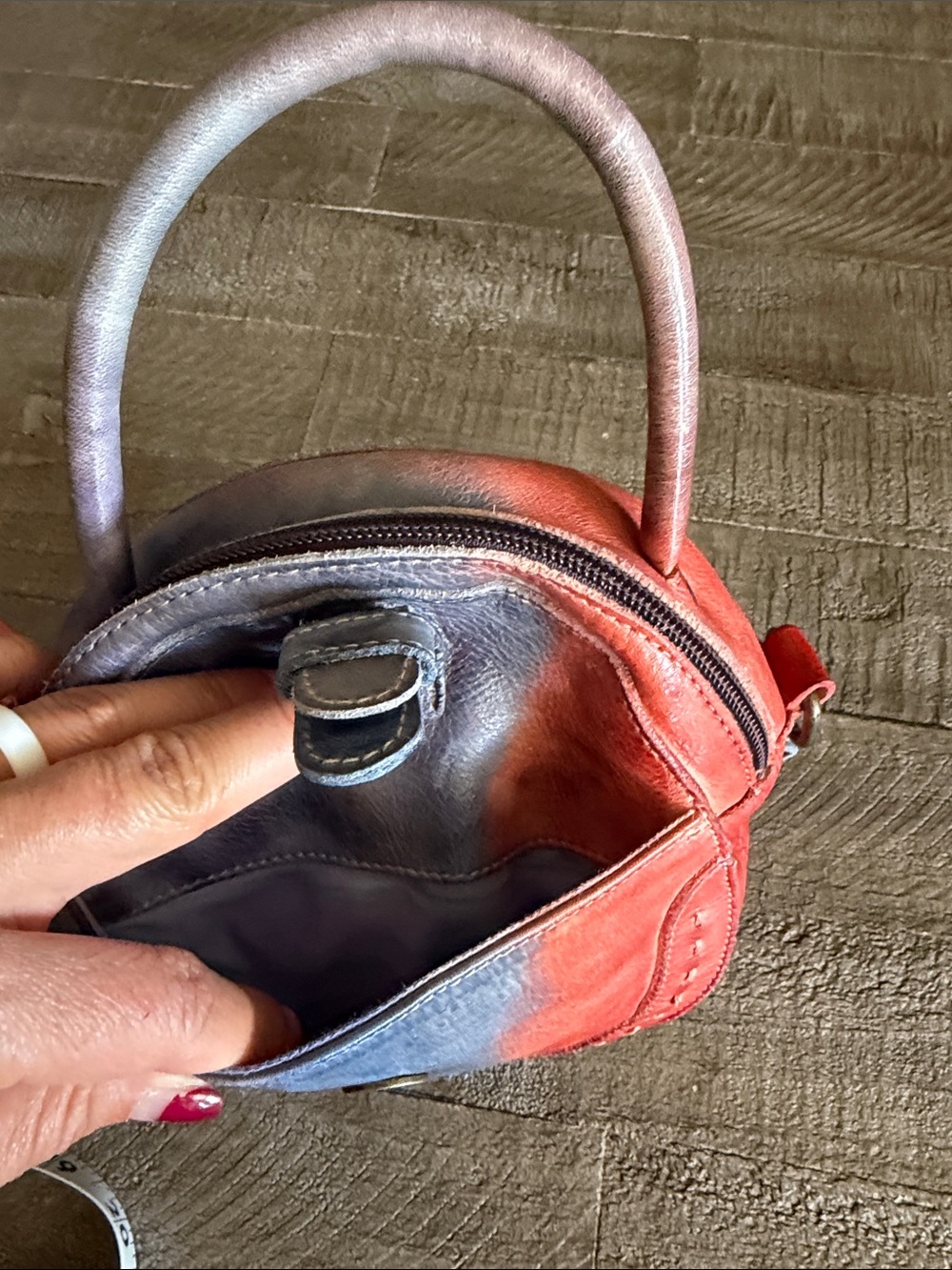 Bed Stu Cotton Candy Tie Dye Leather Arenfield crossbody bag - Picture 7 of 12